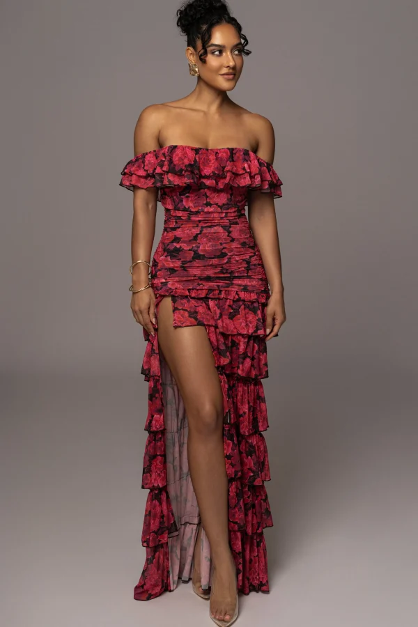 JLUXLABEL Pink Power Mesh Passion Tier Dress