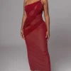 JLUXLABEL Red Alari One Shoulder Maxi Dress