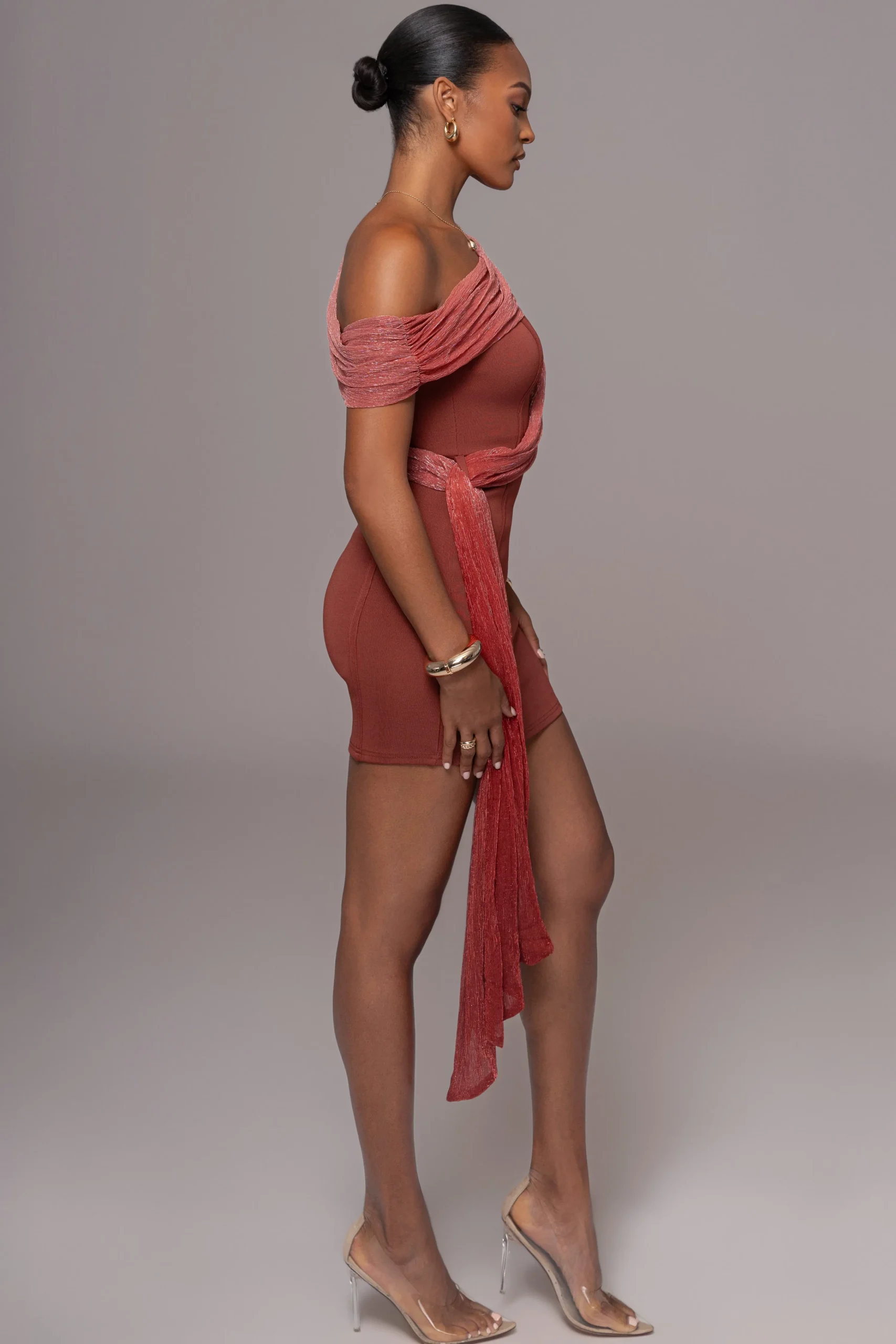 red_asymmetric_drape_mini_3.webp JLUXLABEL Red Asymmetric Drape Mini Dress