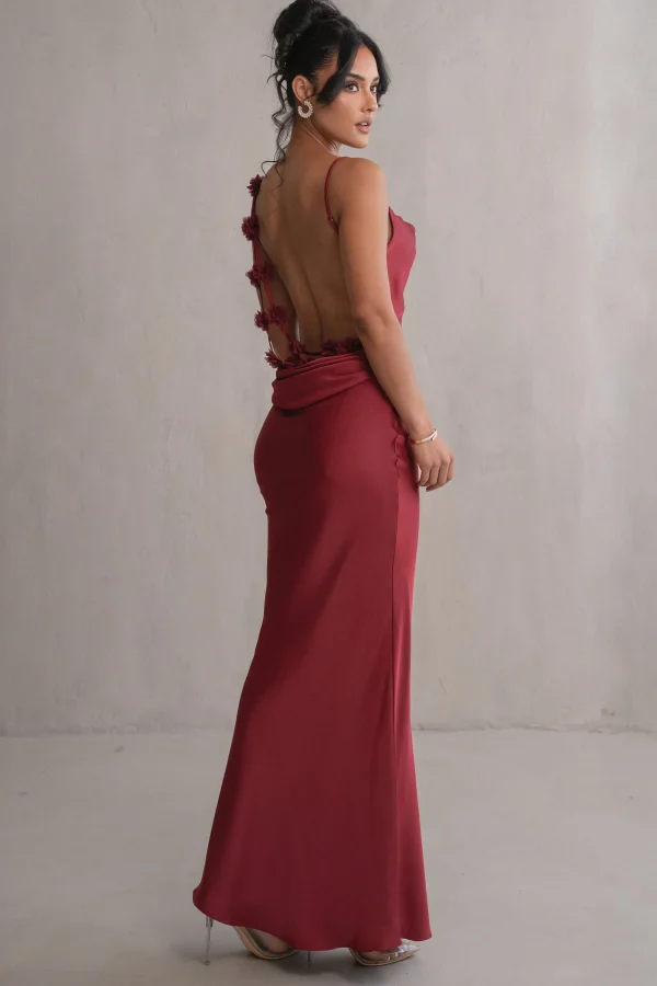 JLUXLABEL Red Down The Aisle Satin Gown