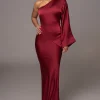 JLUXLABEL Red Femme Drape Maxi Dress