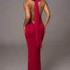 JLUXLABEL Red Golden Evening Maxi Gown