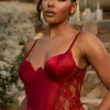 JLUXLABEL Red Incomparable Lace Bodysuit