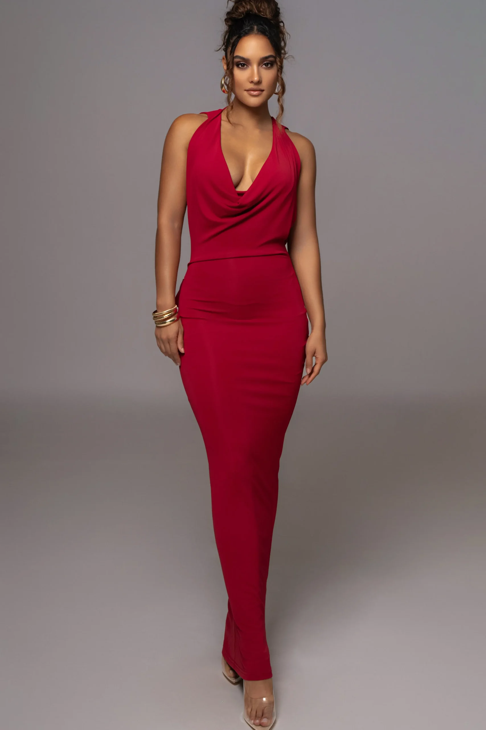 red_infinite_allure_cowl__1.webp JLUXLABEL Red Infinite Allure Cowl Neck Dress