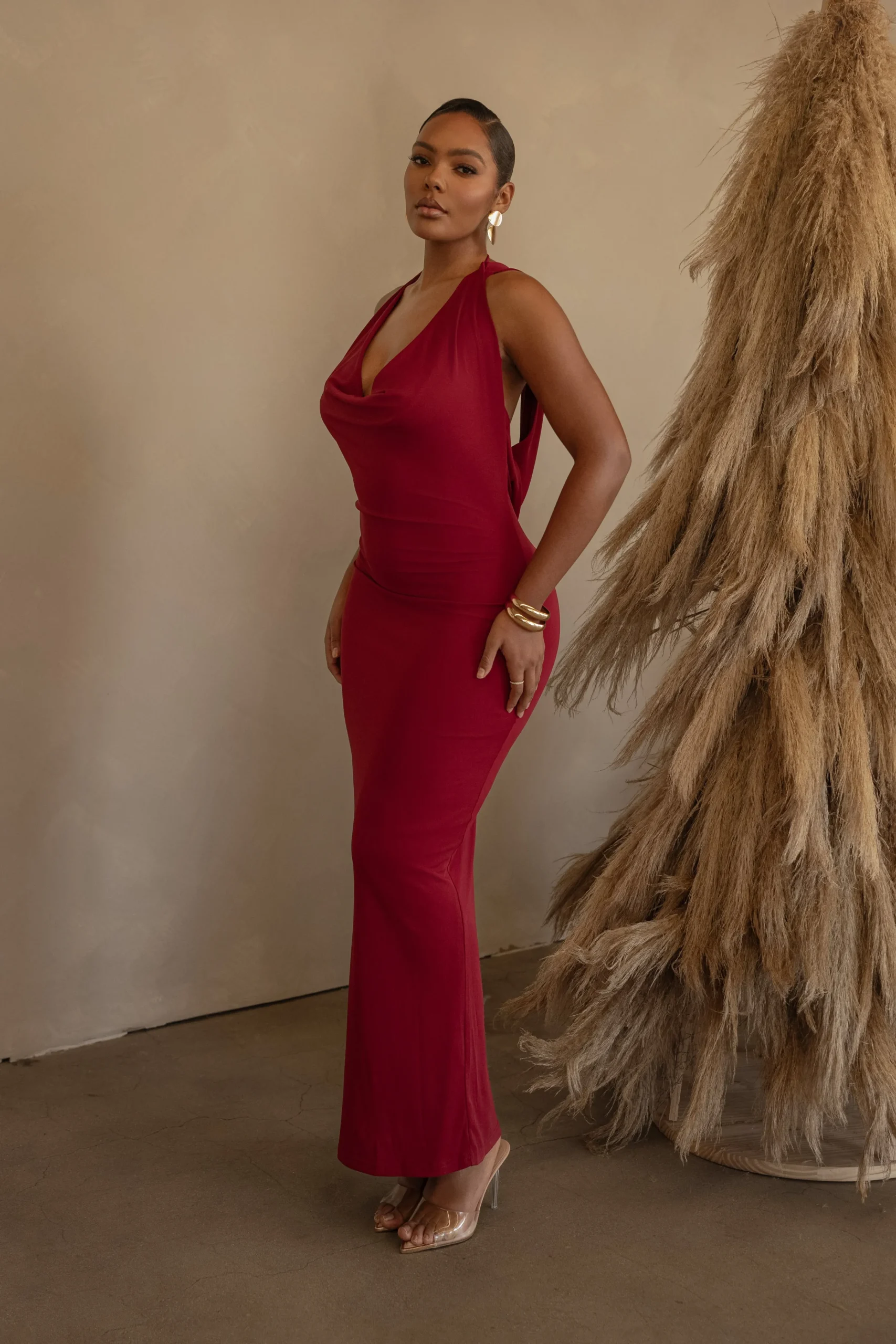 red_infinite_allure_cowl__11.webp JLUXLABEL Red Infinite Allure Cowl Neck Dress
