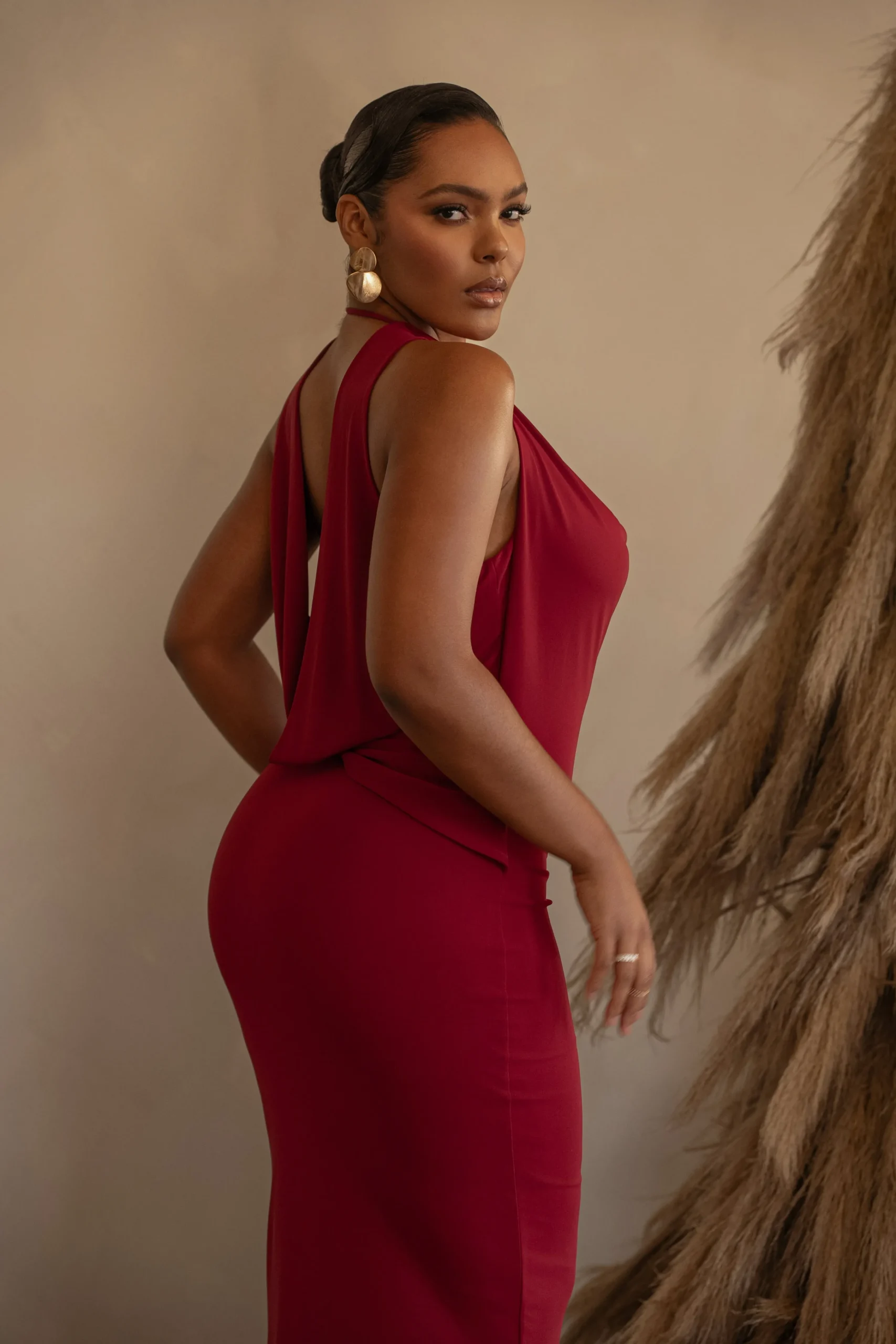 red_infinite_allure_cowl__13.webp JLUXLABEL Red Infinite Allure Cowl Neck Dress