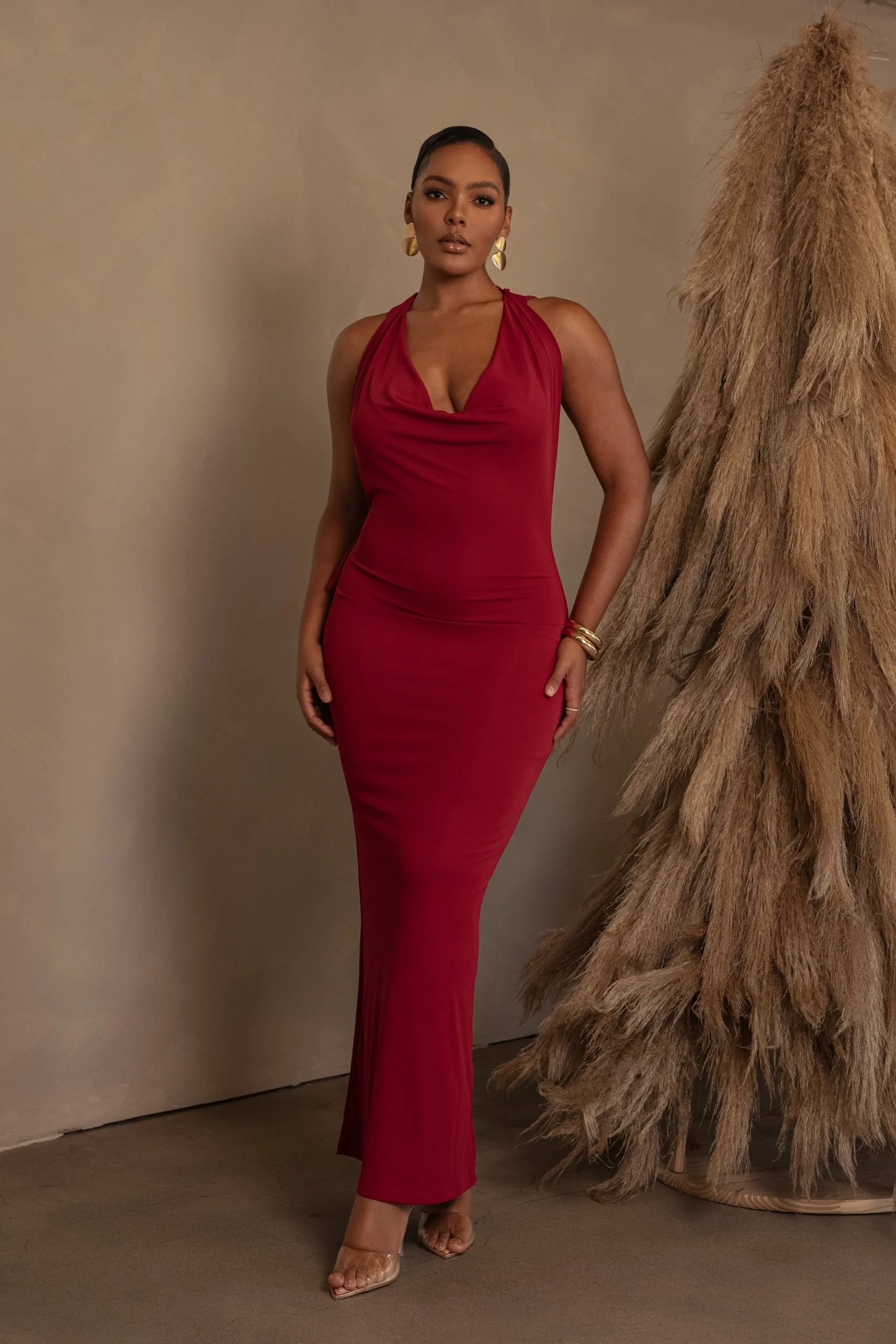 red_infinite_allure_cowl__4.webp JLUXLABEL Red Infinite Allure Cowl Neck Dress