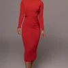 JLUXLABEL Red Kara Mock Neck Dress