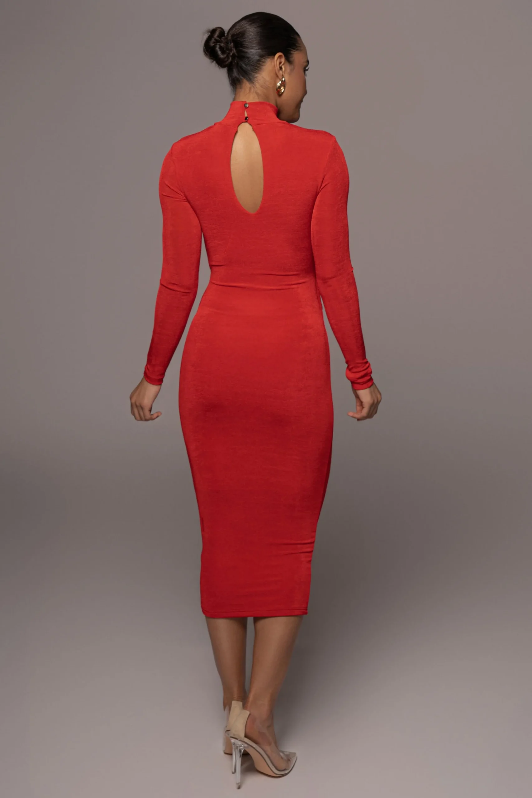 red_kara_mock_neck_dress_3.webp JLUXLABEL Red Kara Mock Neck Dress