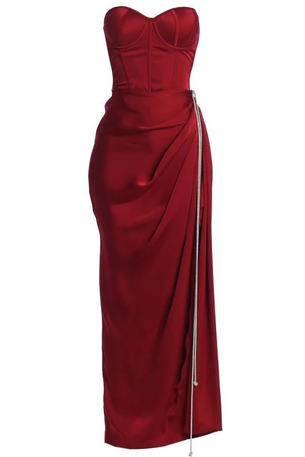 JLUXLABEL Red Olea Satin Skirt
