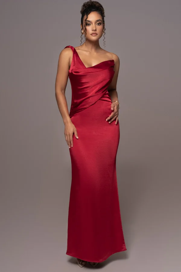 JLUXLABEL Red Satin Belle Maxi Dress