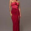 JLUXLABEL Red Tara Drape Skirt