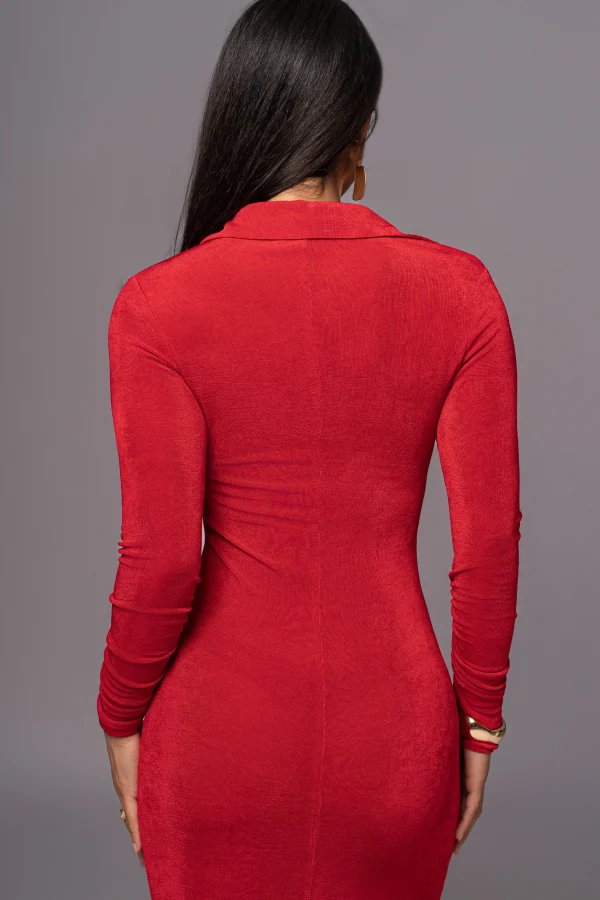 JLUXLABEL Red Zahra Button Front Maxi Dress