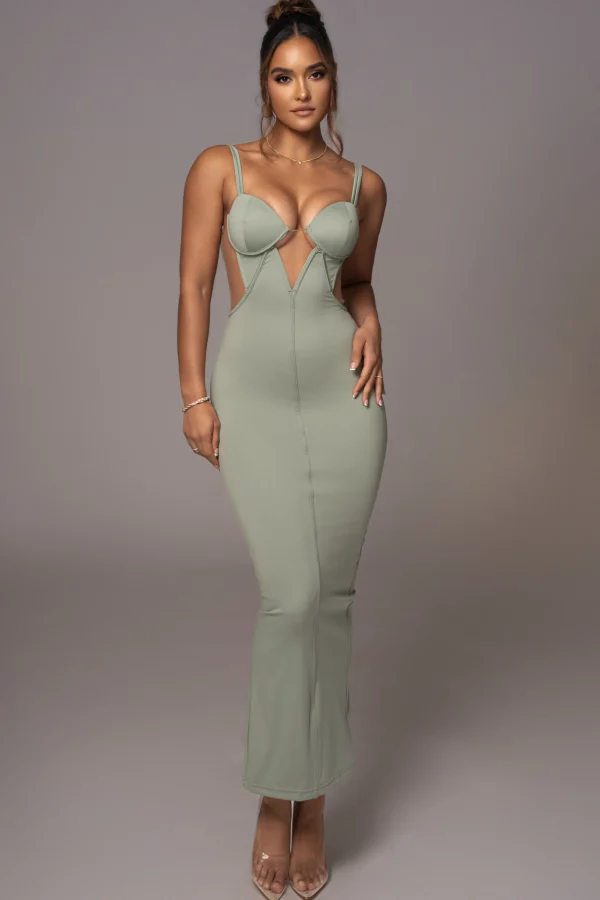 JLUXLABEL Sage Enchantment Bustier Maxi Dress