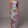 JLUXLABEL Sage Floral Eden One Shoulder Maxi Dress
