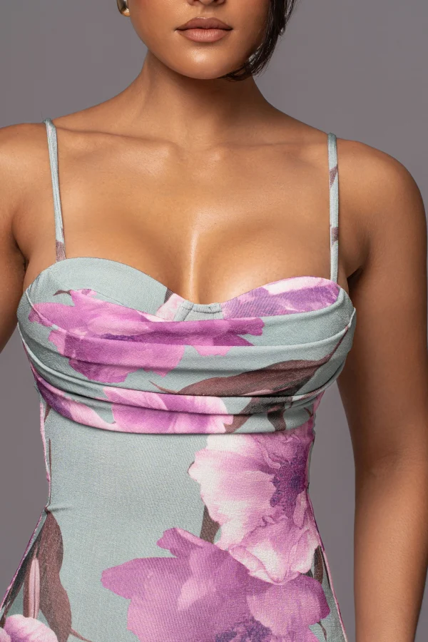 JLUXLABEL Sage Floral Slinky Visions Of You Maxi Dress