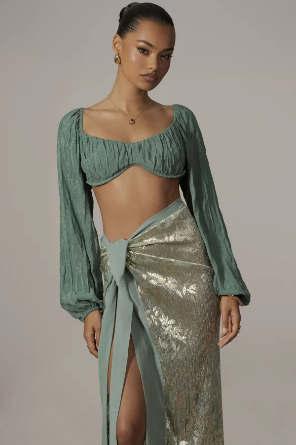 JLUXLABEL Sage Positano Printed Sarong Skirt