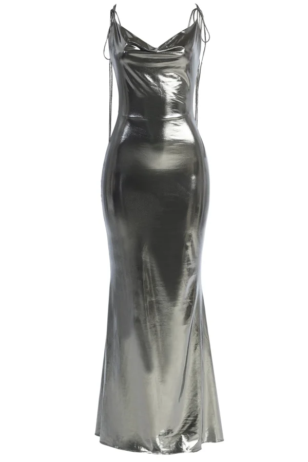 JLUXLABEL Silver Heart of Gold Maxi Dress