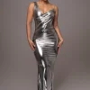 JLUXLABEL Silver Metallic Belle Maxi Dress