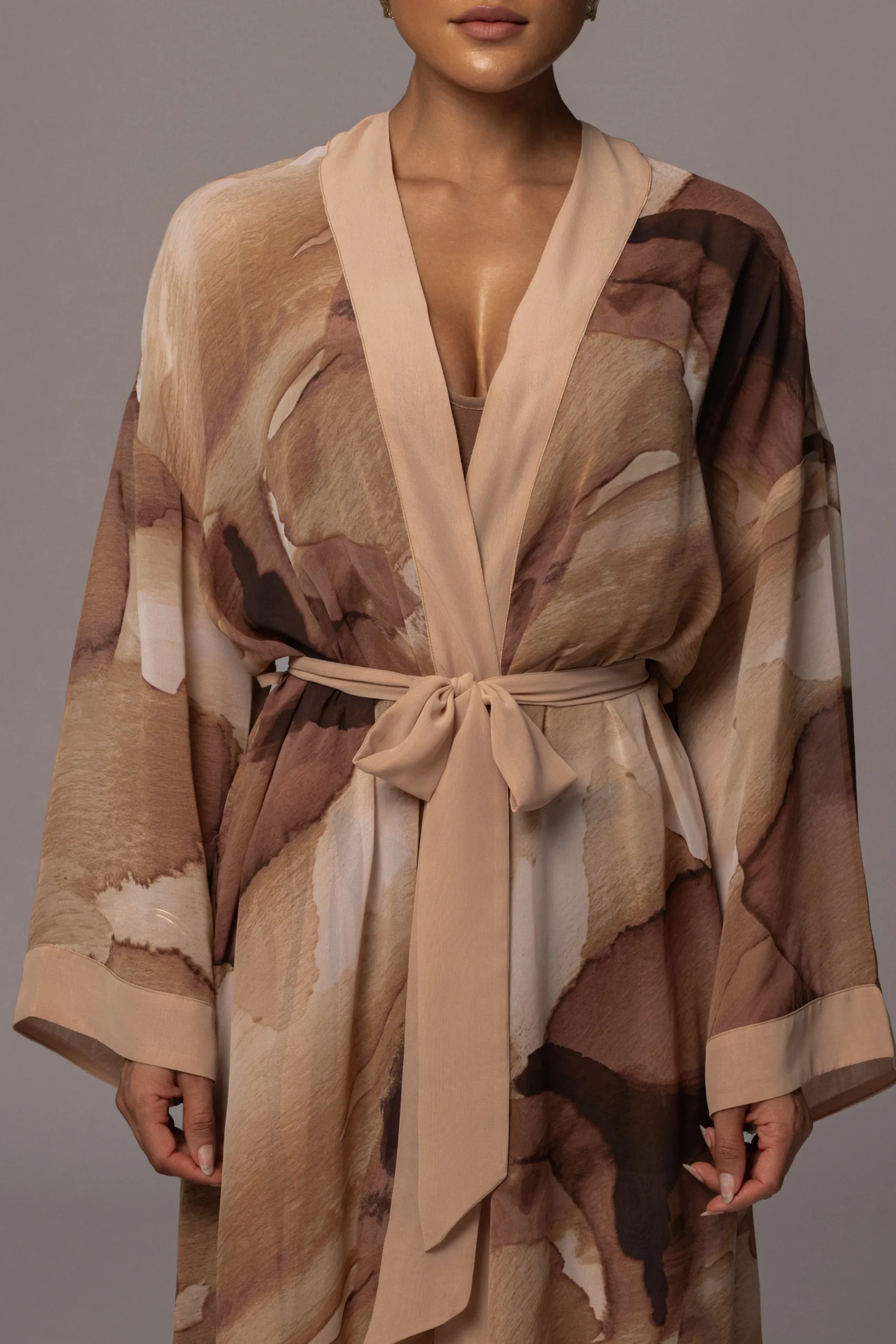 tan_abstract_alissa_print_2.webp JLUXLABEL Tan Abstract Alissa Printed Duster