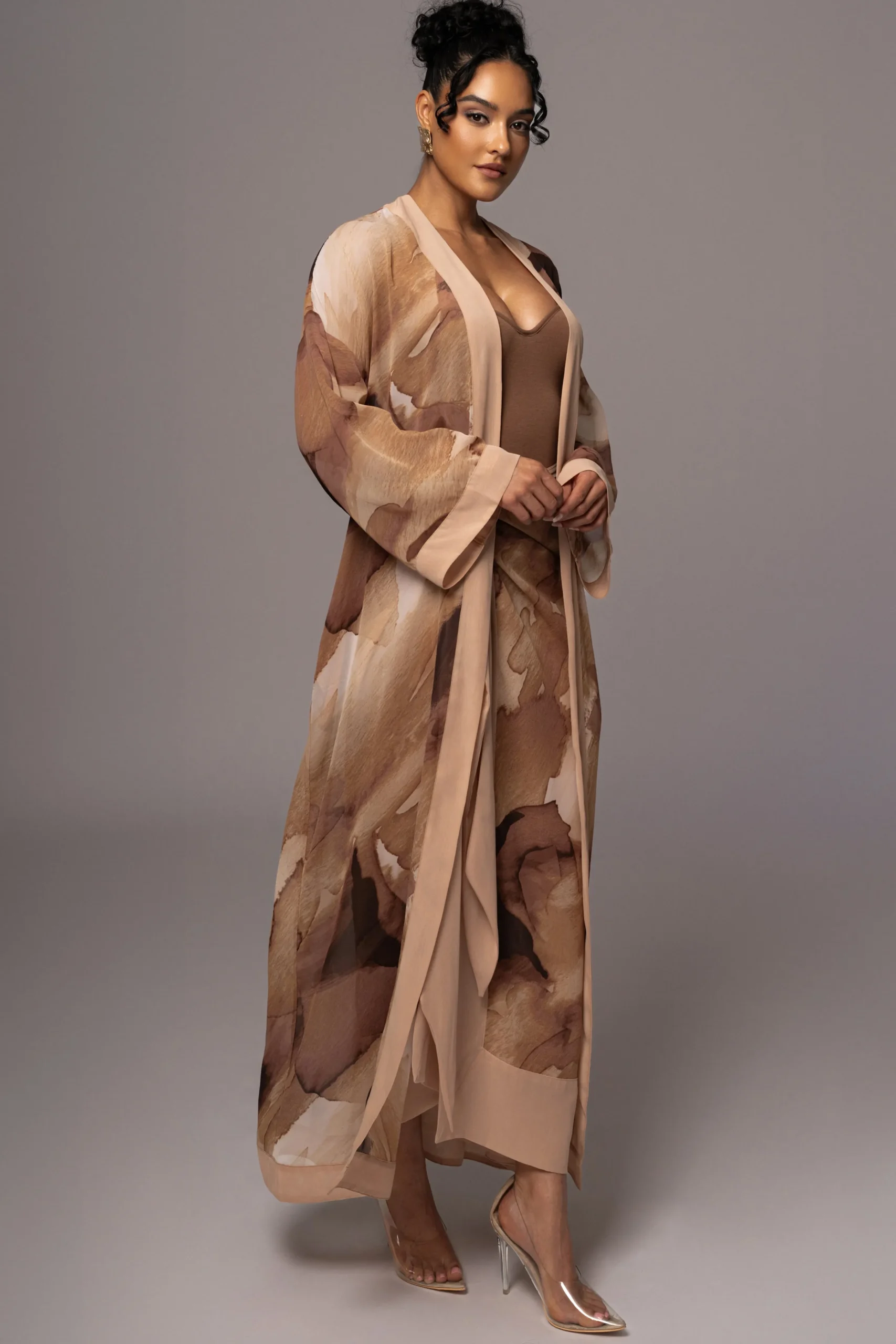 tan_abstract_alissa_print_4.webp JLUXLABEL Tan Abstract Alissa Printed Duster