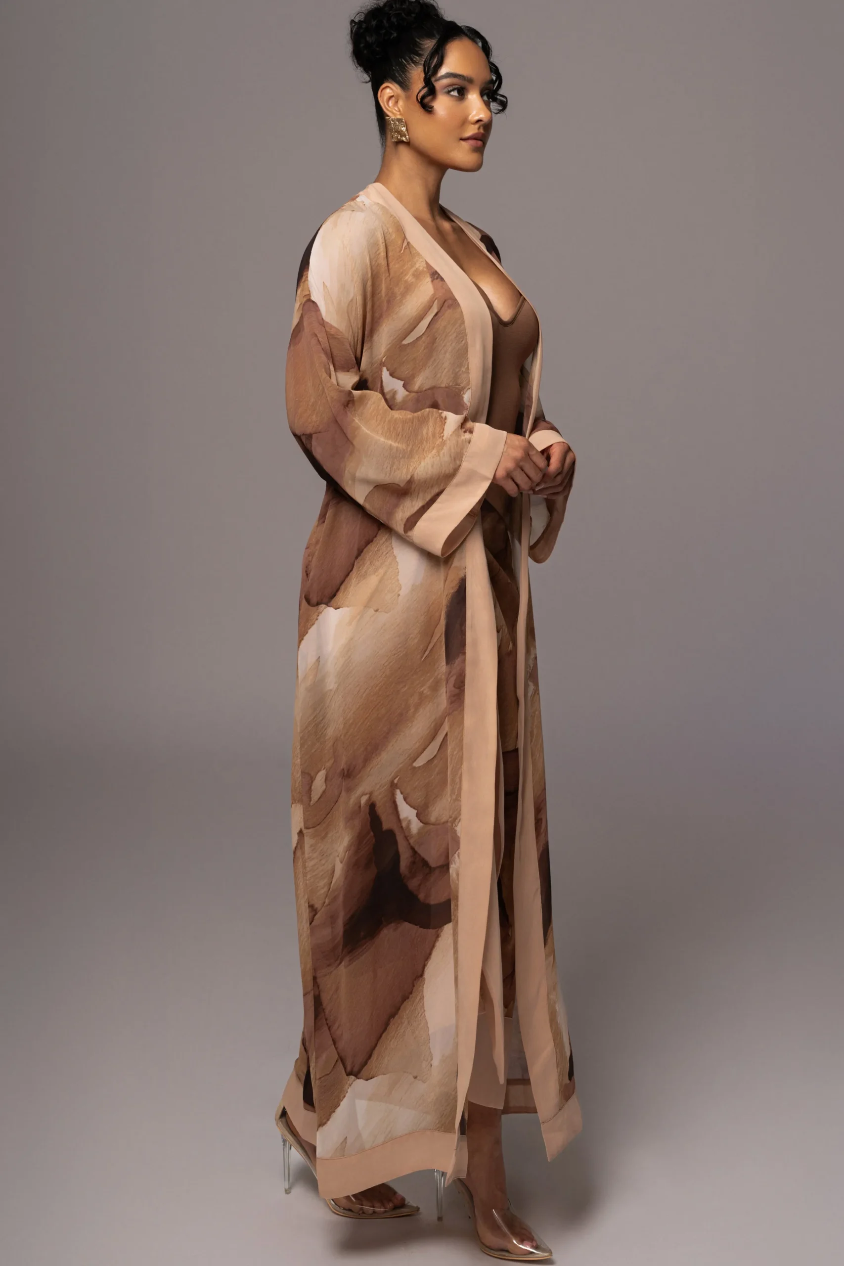 tan_abstract_alissa_print_6.webp JLUXLABEL Tan Abstract Alissa Printed Duster