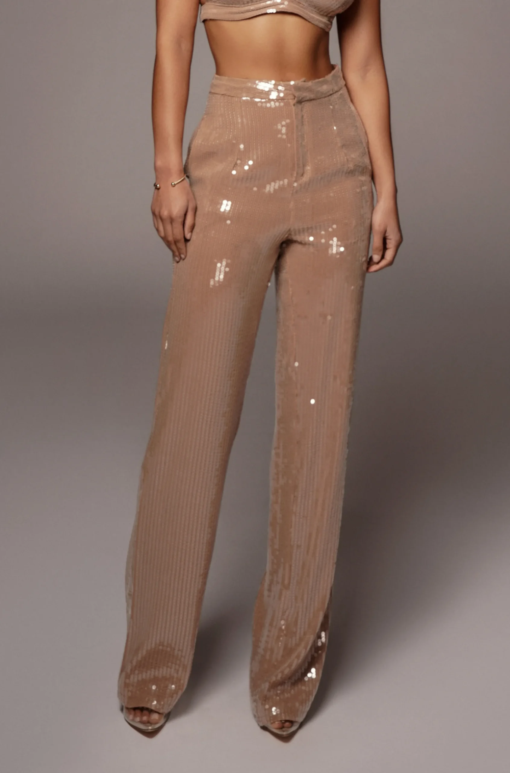 tan_elowen_sequin_trouser_1.webp JLUXLABEL Tan Elowen Sequin Trousers