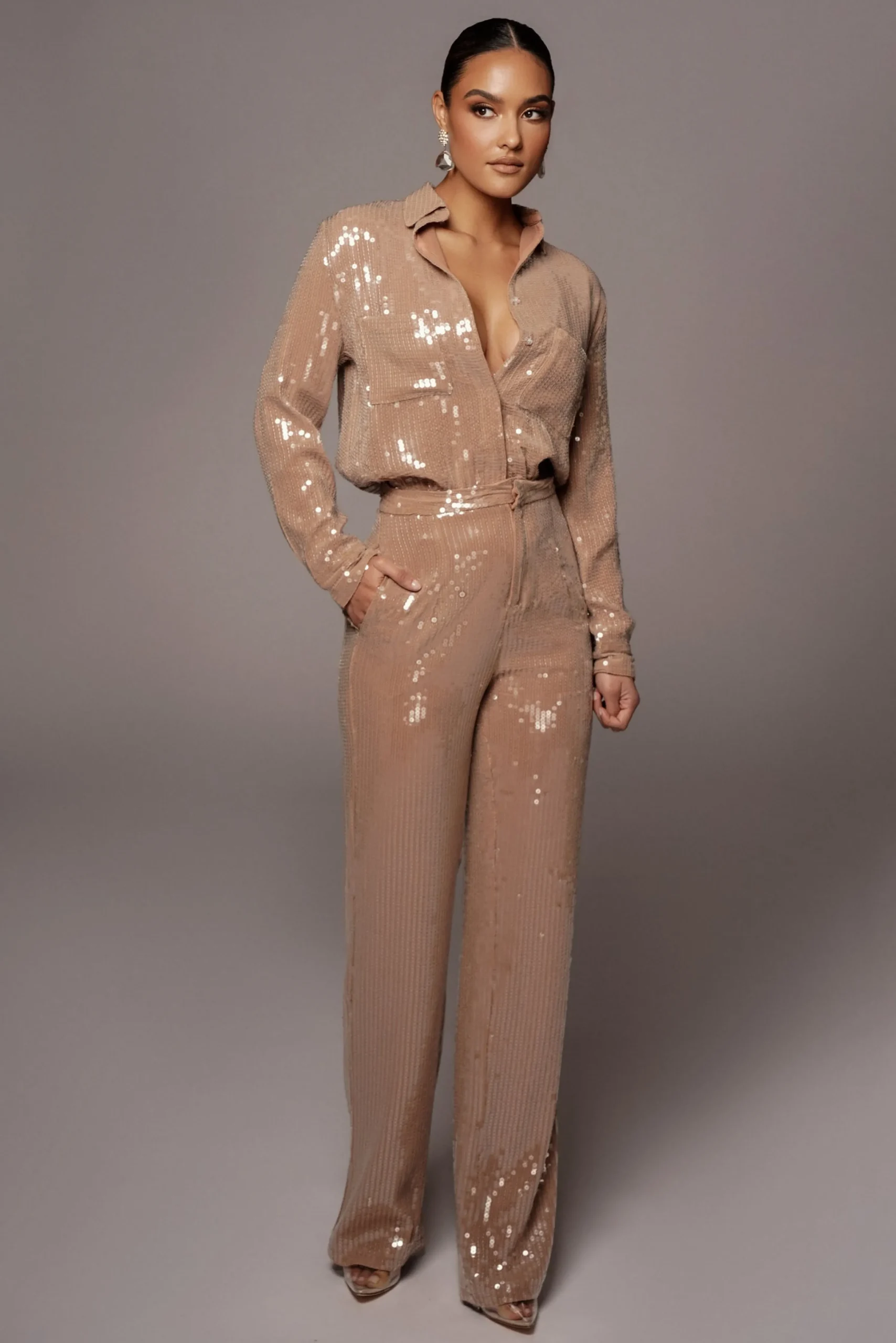 tan_elowen_sequin_trouser_3.webp JLUXLABEL Tan Elowen Sequin Trousers