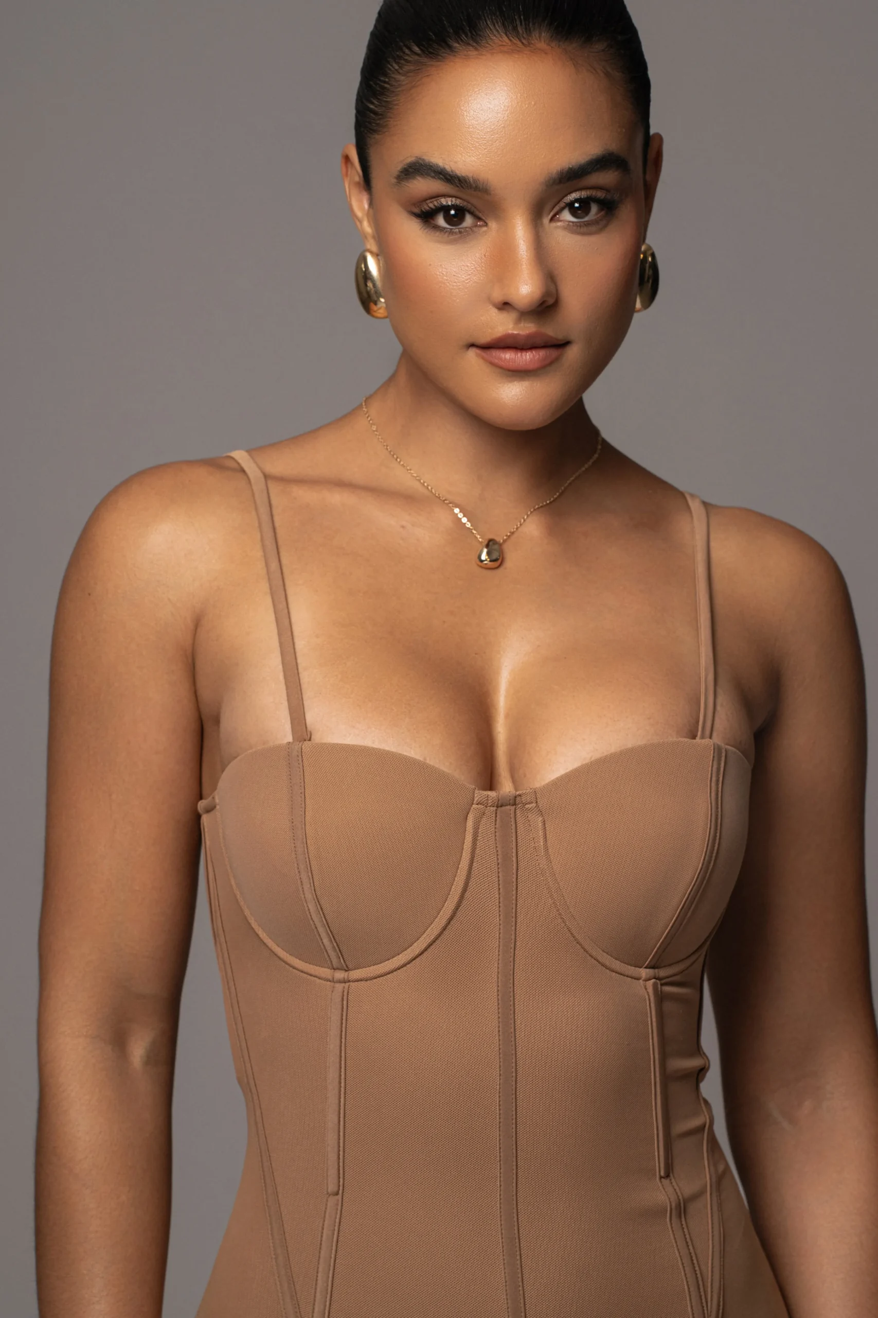 tan_escape_mesh_midi_dres_3.webp JLUXLABEL Tan Escape Mesh Midi Dress