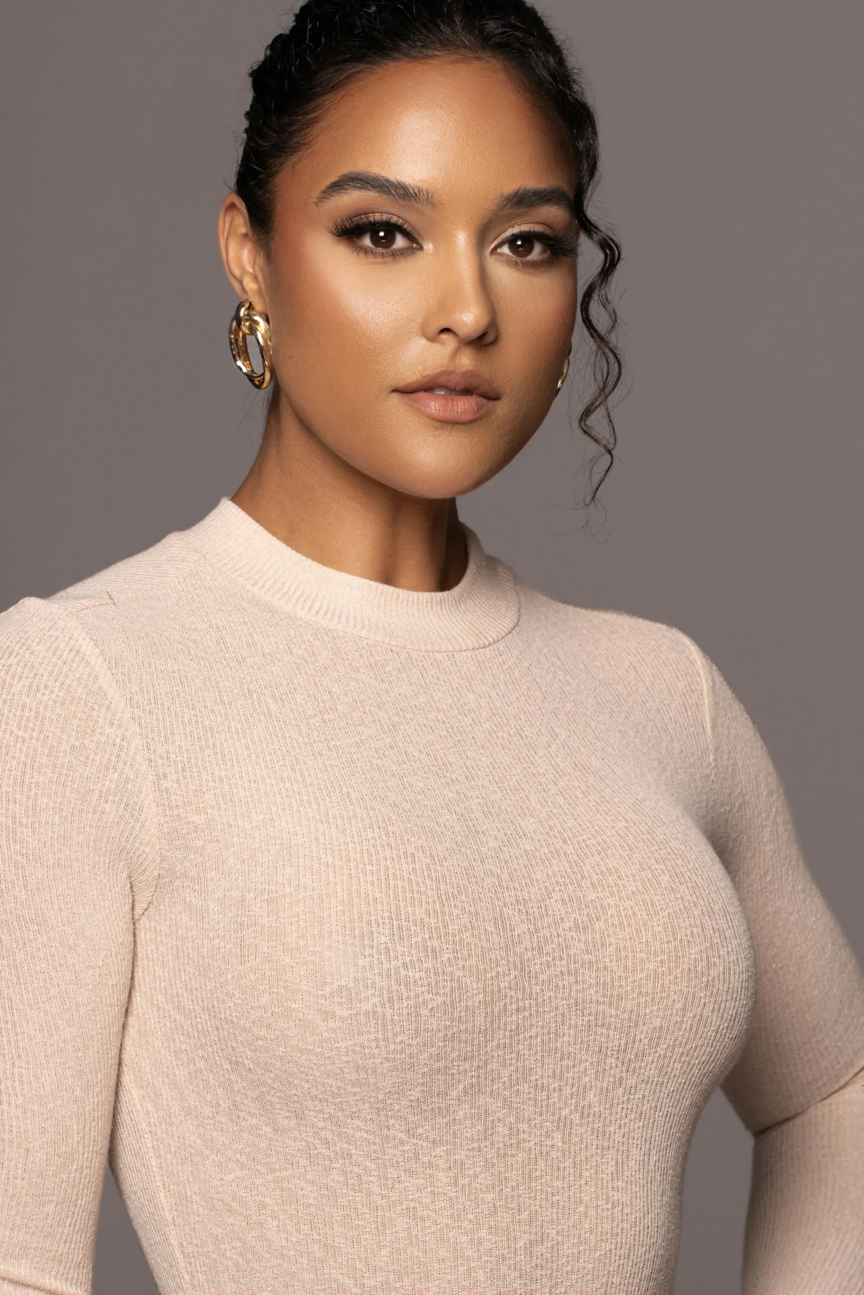 tan_kimber_high_neck_body_2.webp JLUXLABEL Tan Kimber High Neck Bodysuit