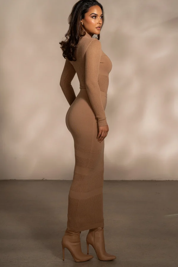 JLUXLABEL Tan Lina Knit Maxi Skirt