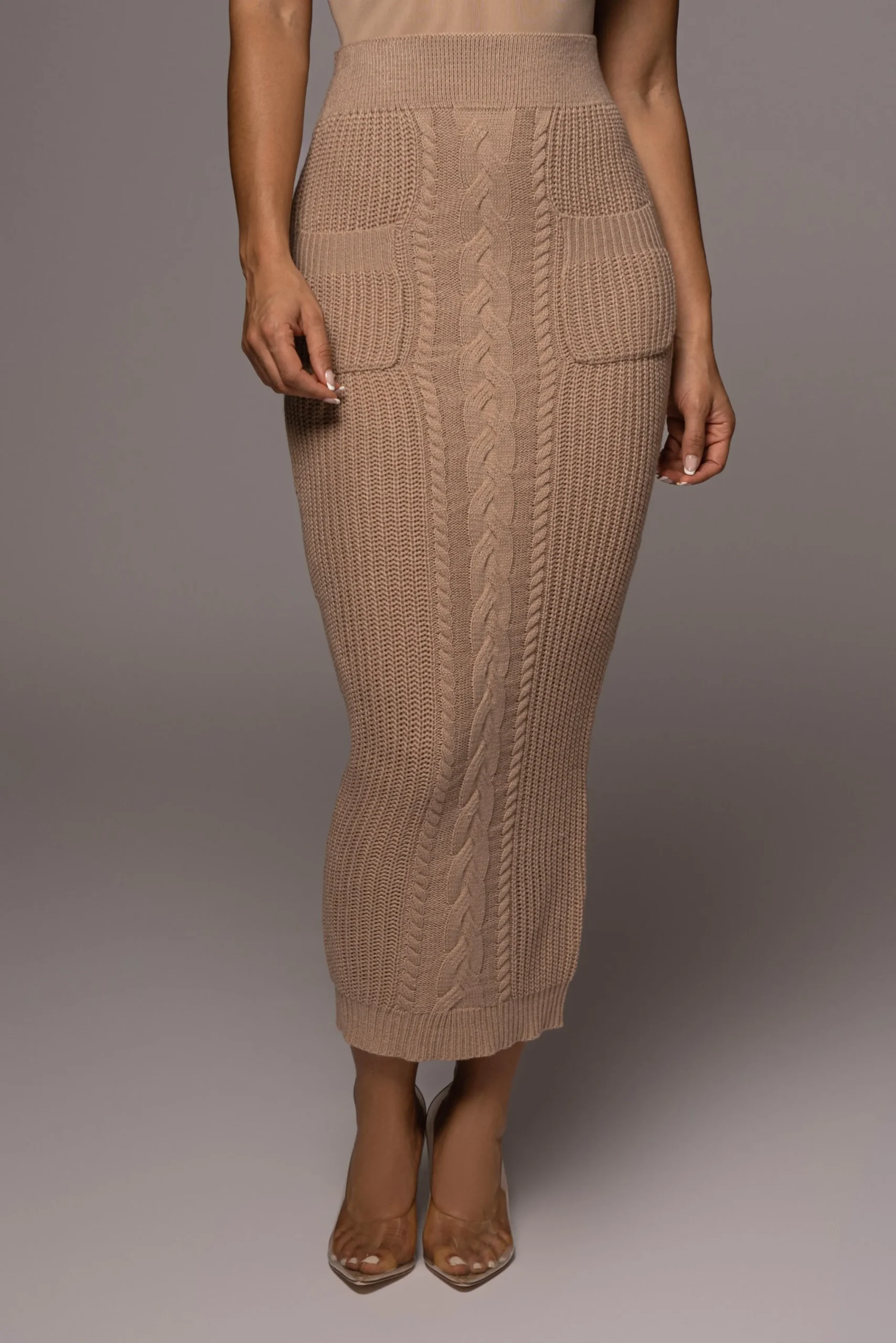 tan_missy_cable_sweater_m_1.webp JLUXLABEL Tan Missy Cable Sweater Midi Skirt