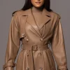 JLUXLABEL Tan Odin Faux Leather Coat