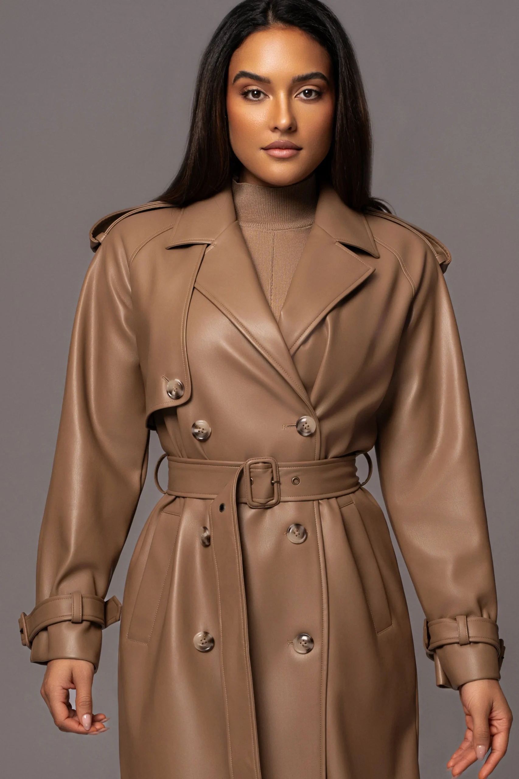 tan_odin_faux_leather_coa_0.webp JLUXLABEL Tan Odin Faux Leather Coat