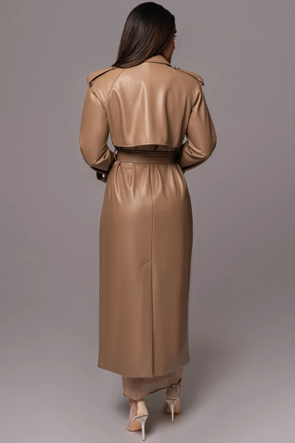 JLUXLABEL Tan Odin Faux Leather Coat