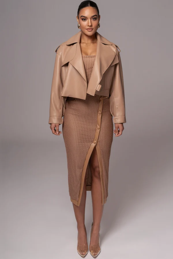 JLUXLABEL Tan Raja Faux Leather Jacket