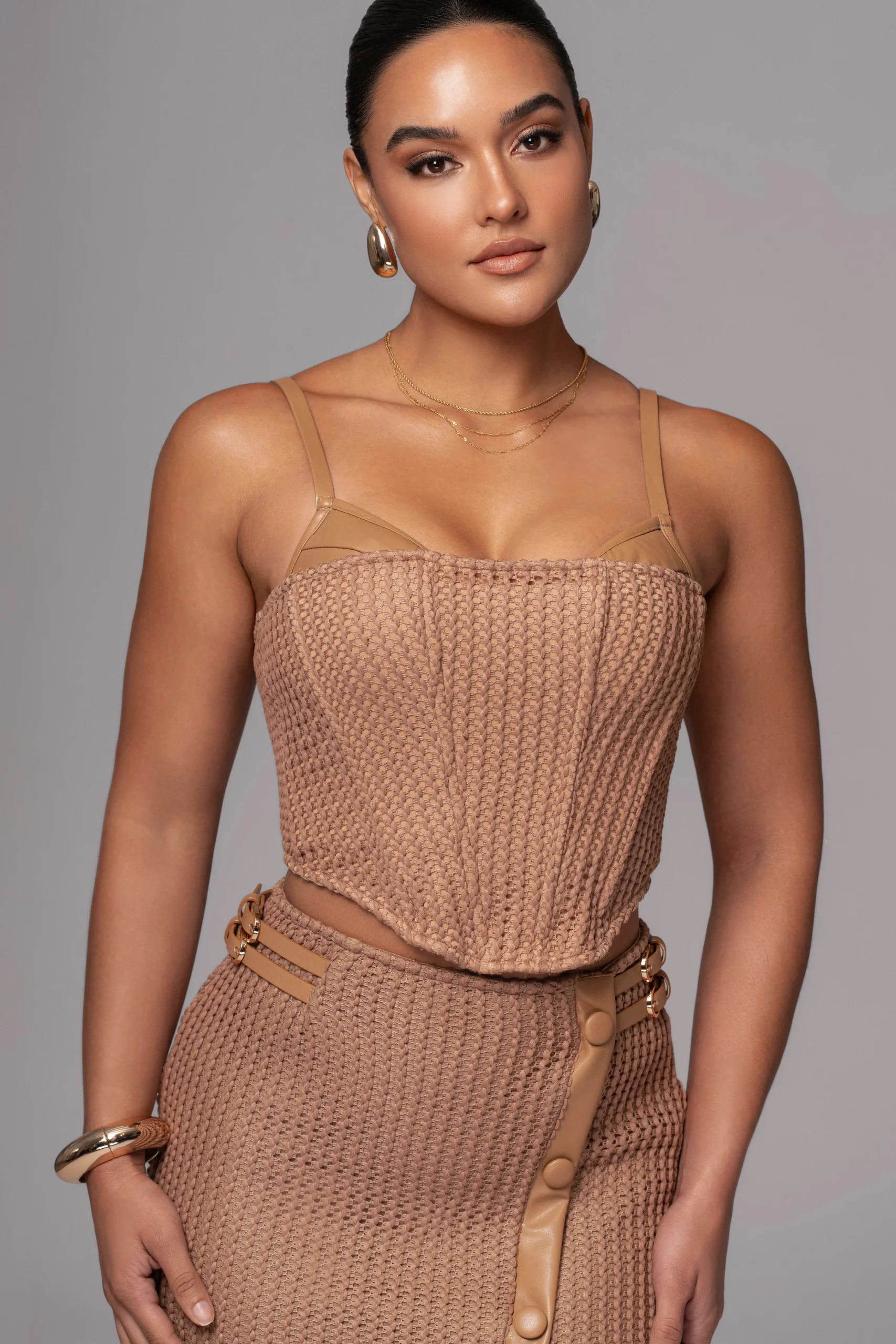 tan_textured_harley_corse_1.webp JLUXLABEL Tan Textured Harley Corset Top