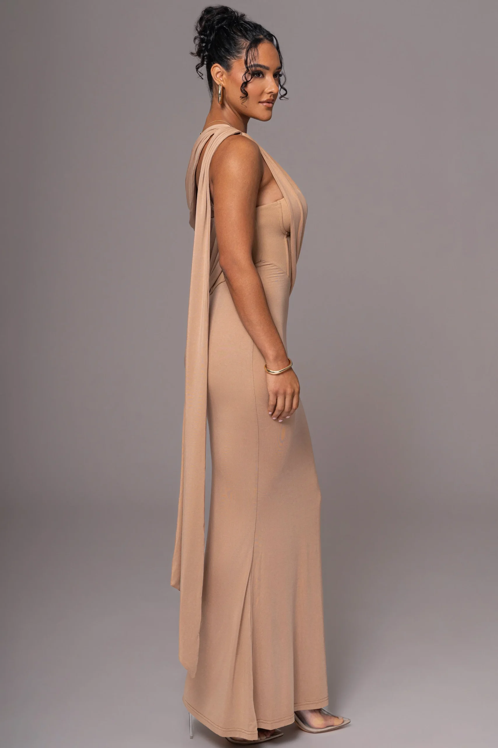 taupe_grand_entrance_drap_15.webp JLUXLABEL Taupe Grand Entrance Drape Dress