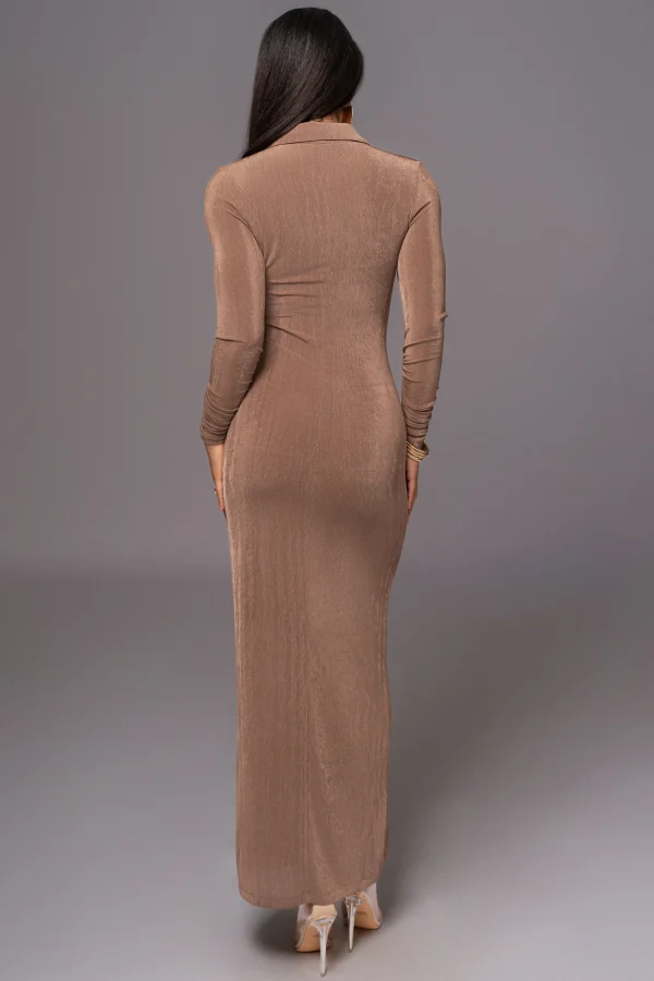 JLUXLABEL Taupe Zahra Button Front Maxi Dress