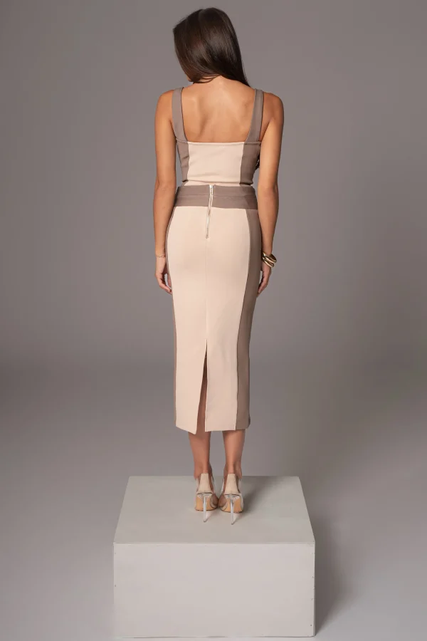 JLUXLABEL Taupe/Tan Throwback Colorblock Bodysuit
