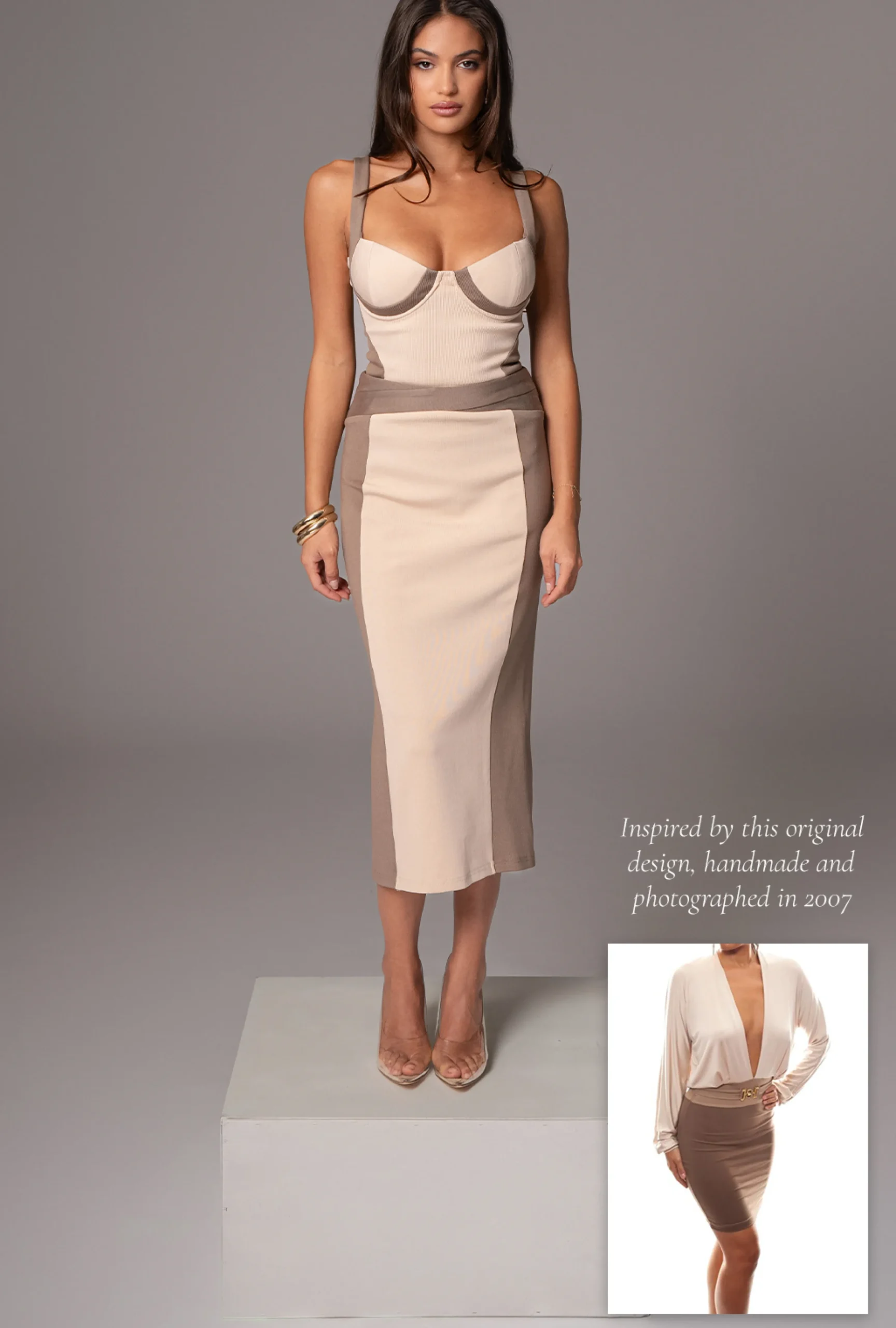taupetan_throwback_colorb_2.webp JLUXLABEL Taupe/Tan Throwback Colorblock Bodysuit