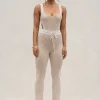 JLUXLABEL Taupe/White Faya Ribbed Pants