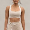 JLUXLABEL Taupe/White Jodie Ribbed Top