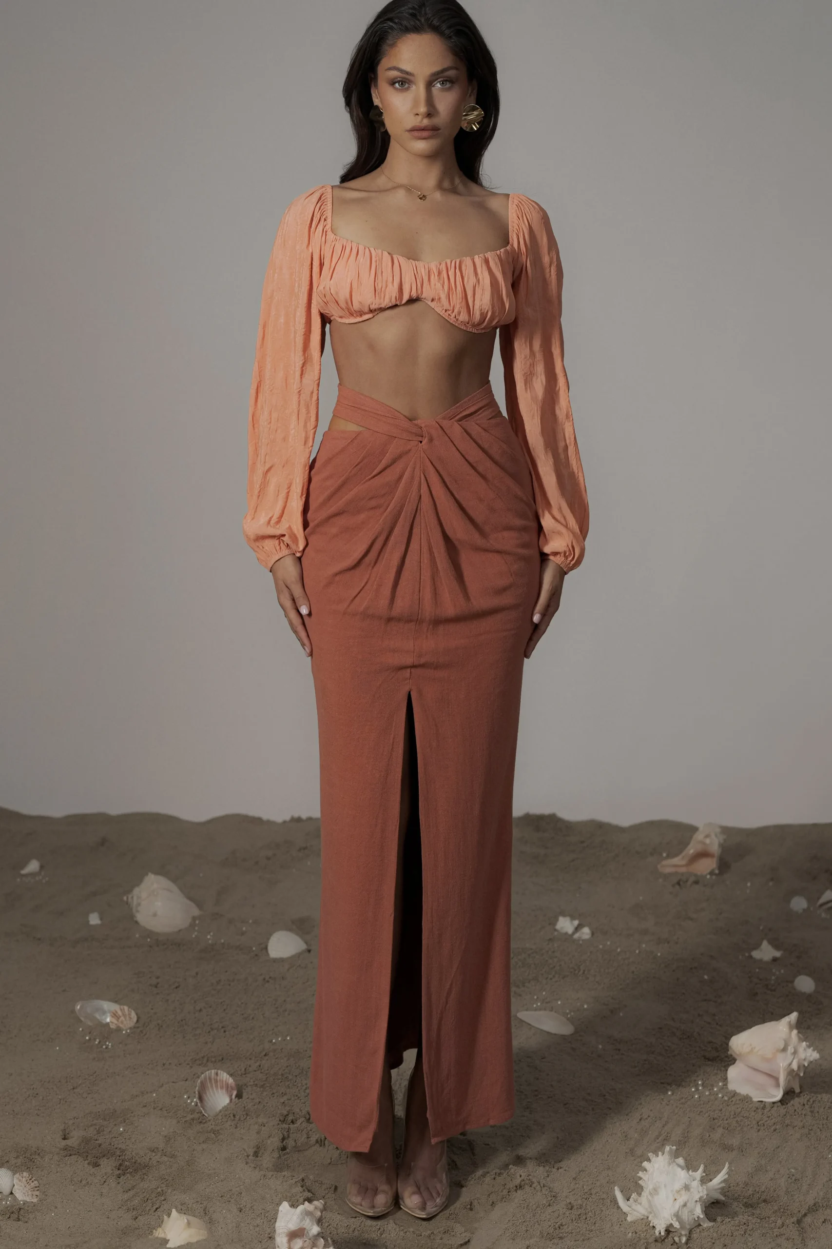 terra_cotta_dreamland_lin_0.webp JLUXLABEL Terra Cotta Dreamland Linen Skirt