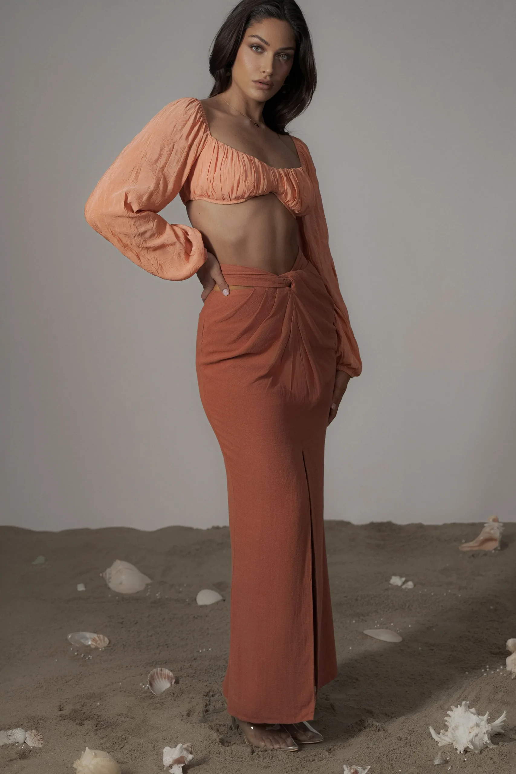 terra_cotta_dreamland_lin_3.webp JLUXLABEL Terra Cotta Dreamland Linen Skirt