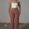 JLUXLABEL Terra Cotta Villa Views Linen Trousers