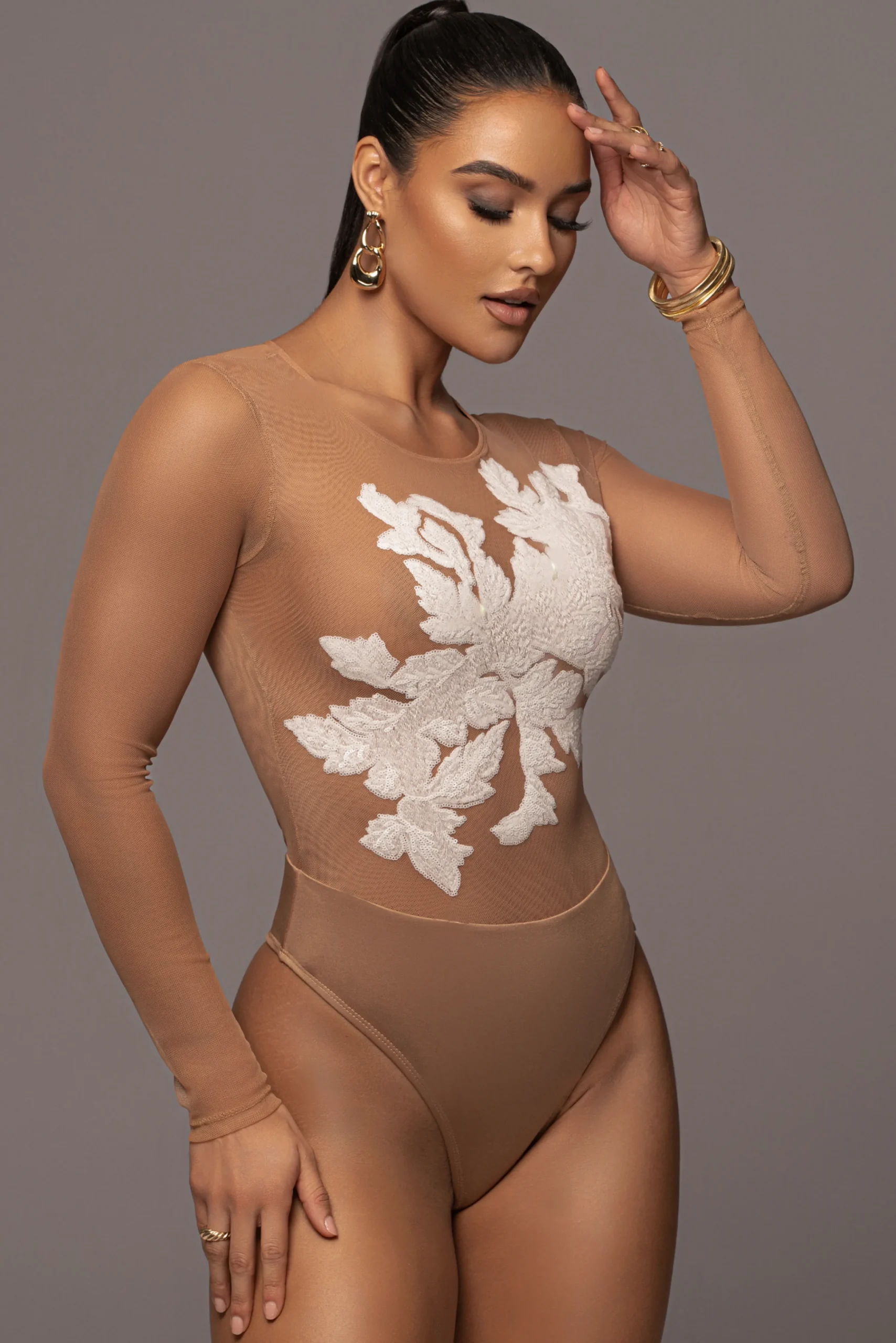 white_charmed_embroidered_5.webp JLUXLABEL White Charmed Embroidered Mesh Bodysuit