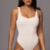 JLUXLABEL White Luz Rib Knit Bodysuit