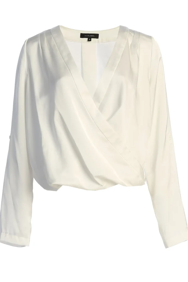 JLUXLABEL White Satin Draped Top