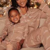 JLUXLABEL White/Tan Home For The Holiday Adult Pajama Set